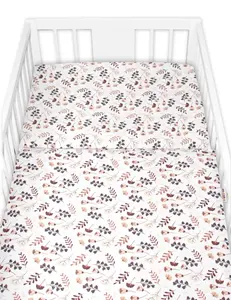 Baby Nellys Povlečení do postýlky, 2D sada flanel - Louka, béžová/bílá