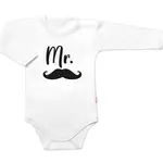 Baby Nellys Body dl. rukáv Mr., bavlna  bílo/černé vel.  86
