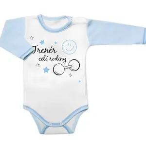 Baby Nellys Body dlouhý rukáv s vtipným textem, Trenér celé rodiny, vel. 62