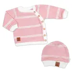 Baby Nellys Pletená sada s jemným proužkem 2D lux,růžová/bílá, 56