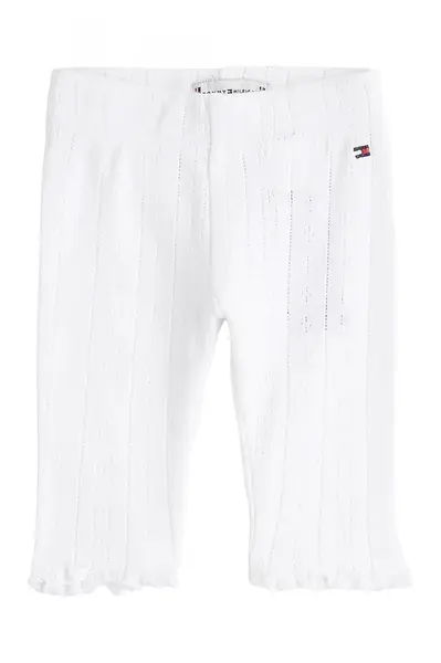 Dětské bavlněné legíny Tommy Hilfiger bílá barva, KN0KN02035