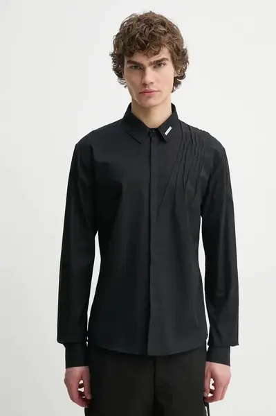 Bavlněná košile Heliot Emil černá barva, regular, s klasickým límcem, PRESS25_M_05_061_BLK01