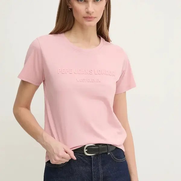 Bavlněné tričko Pepe Jeans LORETTA růžová barva, PL505994