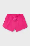 Dětské bavlněné šortky Mayoral růžová barva, hladké, nastavitelný pas, 607
