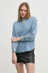 Džínová blůza Pepe Jeans NOVA dámská, modrá barva, hladká, PL304985