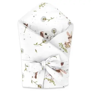 Miminu Zavinovačka na zavazování, LUX SOFT, bavlna, Kocourek a pampeliška - bílá