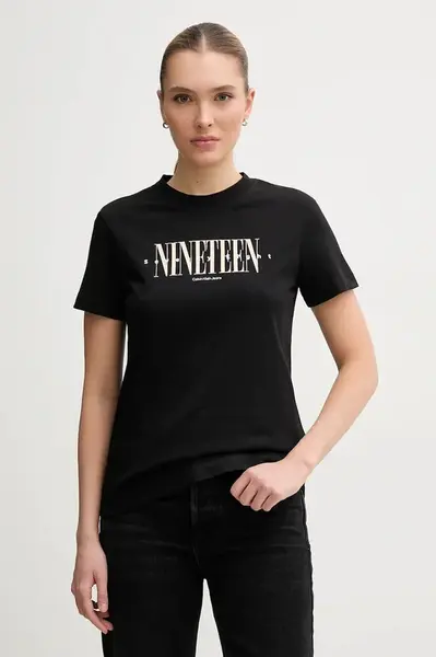 Bavlněné tričko Calvin Klein Jeans černá barva, J20J225259