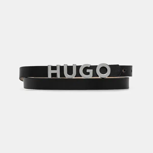 Kožený pásek HUGO dámský, černá barva, 50536876