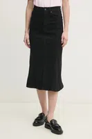 Džínová sukně Sisley černá barva, midi, áčková, 41GTL002N