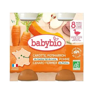 Babybio Mrkev, dýně a jablka s kachním masem 2x200 g