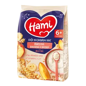 Hami Mléčná kaše na dobrou noc krupicová banánová s broskví 210 g