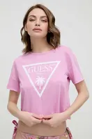 Bavlněné tričko Guess fialová barva, E02I01 JA914