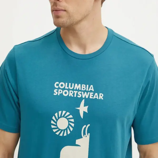 Bavlněné tričko Columbia zelená barva