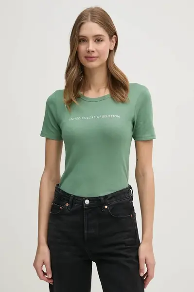 Bavlněné tričko United Colors of Benetton červená barva, 3GA2E16A2