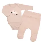 mrofi Zavinovací, žebrované kojenecké body + polodupačky Ovečka 2D, béžová, vel. 62