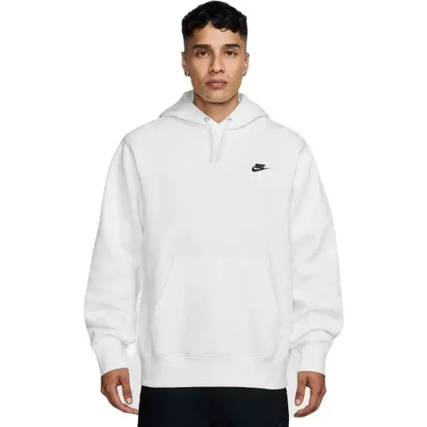 Nike CLUB FLEECE PULLOVER HOODIE Pánská mikina, bílá, velikost