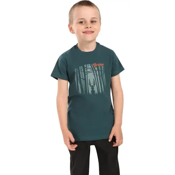 KILPI SALO Klučičí bavlněné tričko, tmavě zelená, velikost