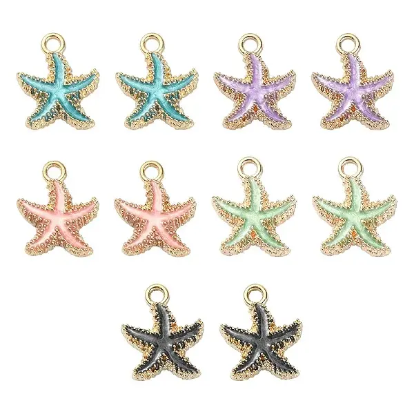10Pcs 5 Colors Alloy Enamel Pendants