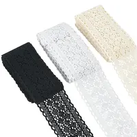 3Pcs 3 Colors Flat Floral Cotton Lace Ribbon