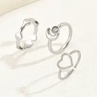 3Pcs 3 Style Cubic Zirconia Solitaire Rings