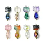 8Pcs Electroplate Glass Pendants