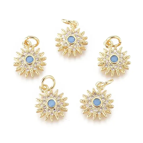 Brass Micro Pave Cubic Zirconia Charms