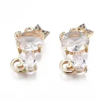 Brass Micro Pave Clear Cubic Zirconia Charms