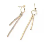 Brass Cubic Zirconia Tassels Stud Earring Findings