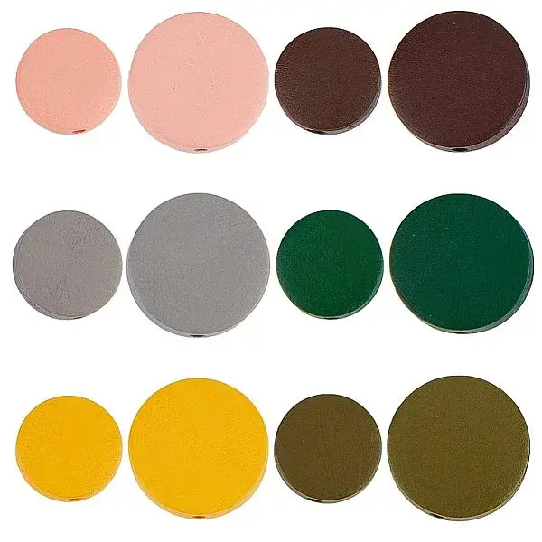 144Pcs 12 Styles Spray Painted Natural Wood Beads