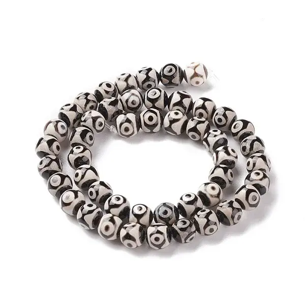 Natural Tibetan 3-Eye dZi Agate Beads Strands