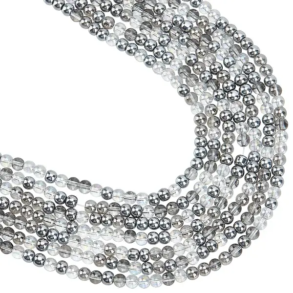 8 Strands Transperant Electroplate Glass Beads Strands