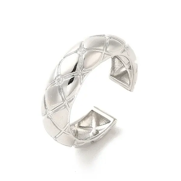 Brass Micro Pave Cubic Zirconia Open Cuff Rings