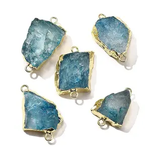 Raw Rough Natural Dyed Quartz Crystal Links Connector Charms