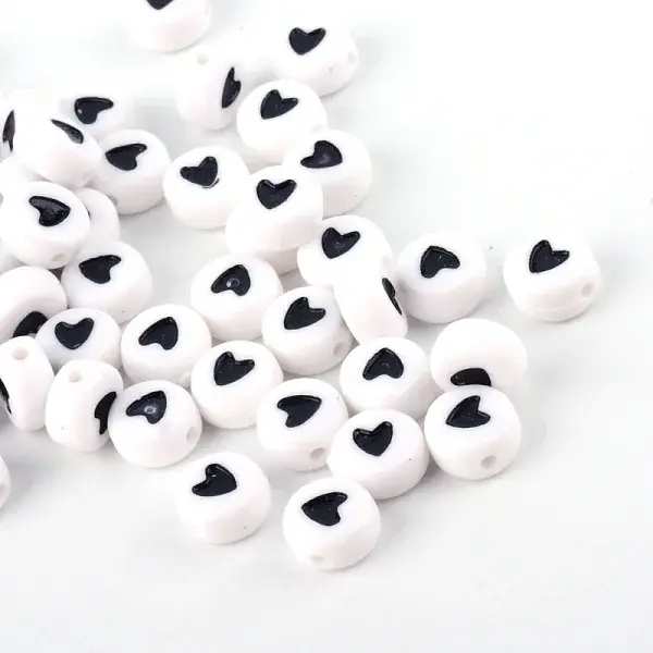 Opaque Acrylic Heart Letter Beads