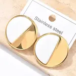 Flat Round 304 Stainless Steel Stud Earrings
