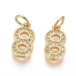 Brass Micro Pave Clear Cubic Zirconia Charms