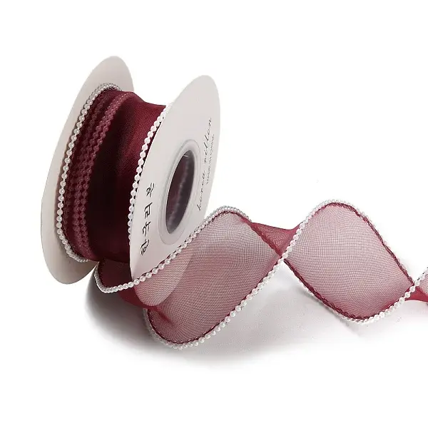 5 Yards ABS Pearl Edged Mesh Ribbon for Bowknot Making