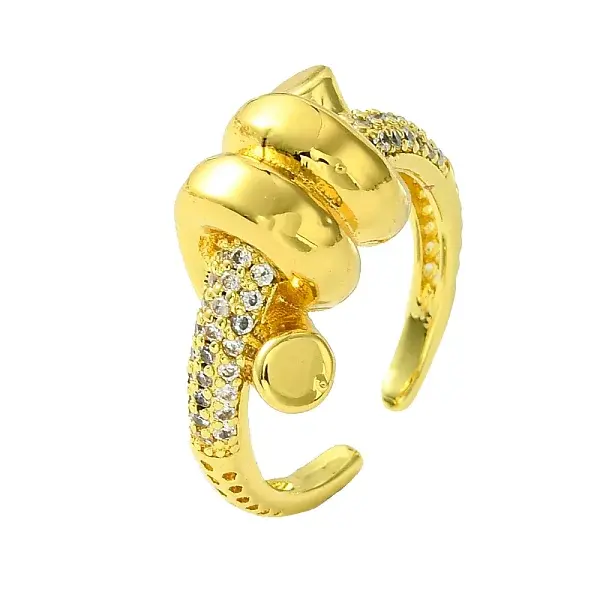 Brass Micro Pave Cubic Zirconia Open Cuff Ring