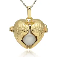 Golden Tone Brass Hollow Heart Cage Pendants