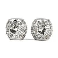 Brass Micro Pave Cubic Zirconia Beads