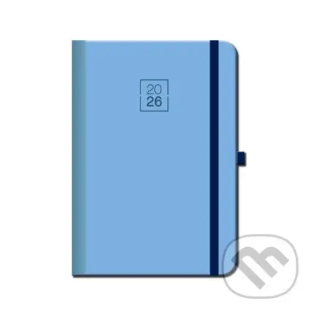 Týždenný diár s gumkou FLORENCIA 2026 (belasý) (12-mesačný, týždenný, A5, elastické zatváranie, pútko na pero)