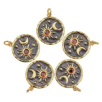 5Pcs Brass Micro Pave Cubic Zirconia Pendants