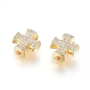 Brass Micro Pave Cubic Zirconia Slide Charms