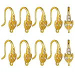 10 Pairs Brass Micro Pave Clear Cubic Zirconia Earring Hooks