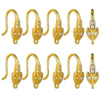 10 Pairs Brass Micro Pave Clear Cubic Zirconia Earring Hooks