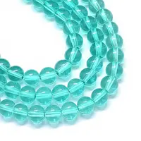 Baking Painted Transparent Glass Round Bead Strands