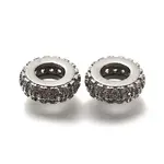 Brass Micro Pave Clear Cubic Zirconia European Beads