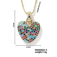 Brass Pave Colorful Cubic Zirconia Pendant Box Chain Necklaces