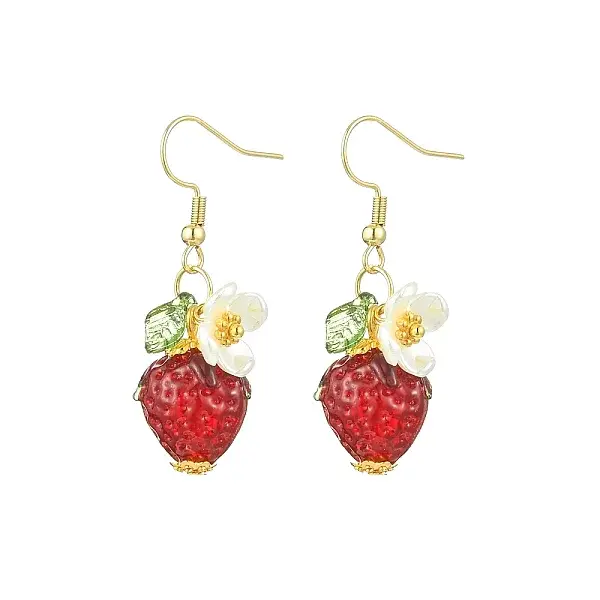 Strawberry Glass Dangle Earrings