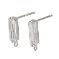 Rhodium Plated 925 Sterling Silver Ear Stud Findings